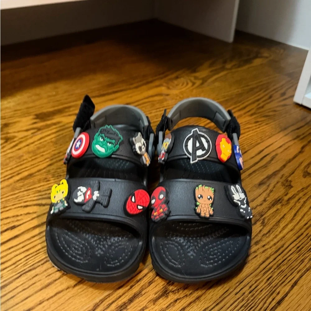 Kids Black Marvel Crocs
